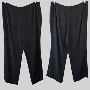 Eileen Fisher Wide Leg Dress Pants 16W Black Sild Minimalist Relaxed Fit Trouser